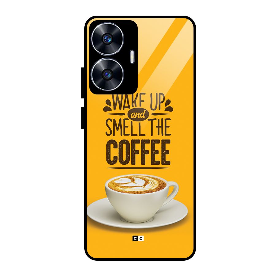 Wake Up Coffee Glass Back Case for Realme Narzo N55