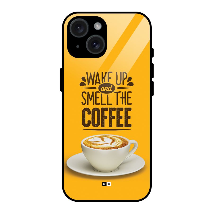 Wake Up Coffee Glass Back Case for iPhone 15