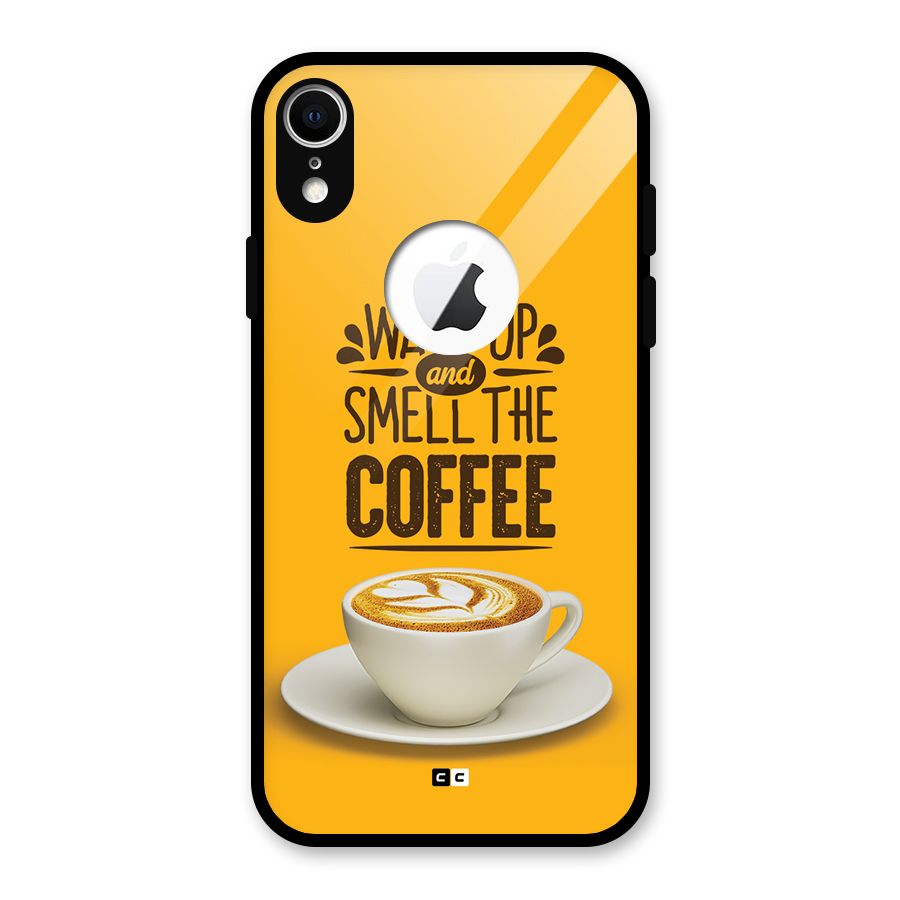 Wake Up Coffee Glass Back Case for iPhone XR Logo Cut