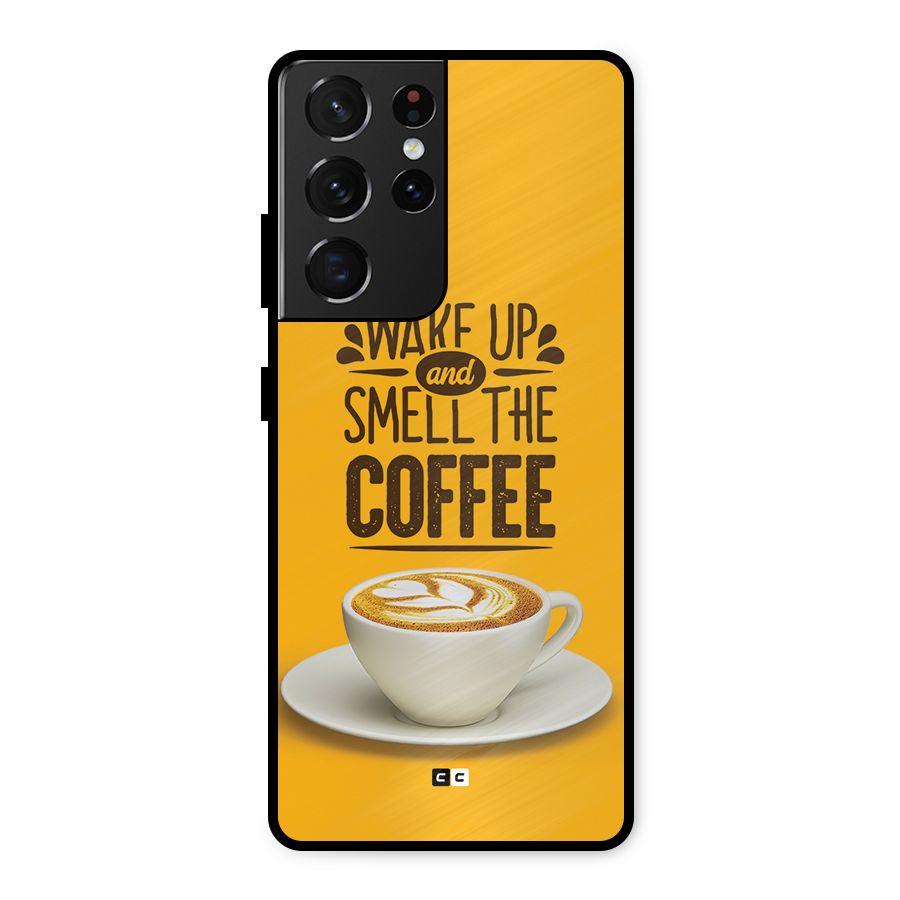 Wake Up Coffee Metal Back Case for Galaxy S21 Ultra 5G