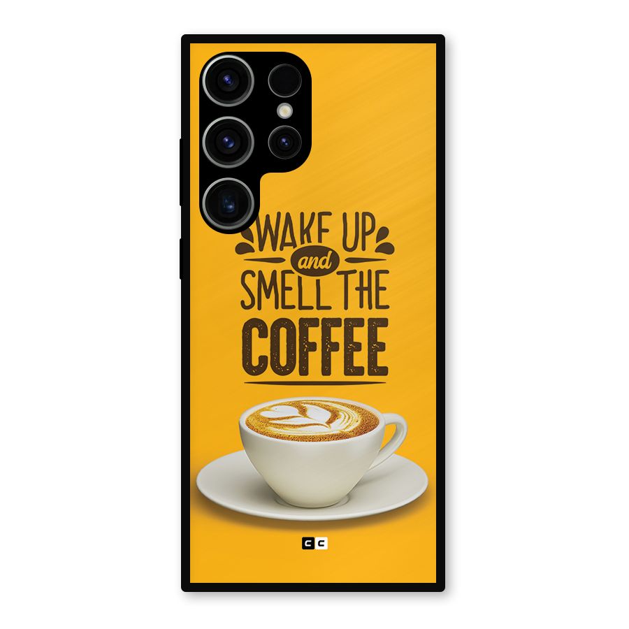 Wake Up Coffee Metal Back Case for Galaxy S23 Ultra