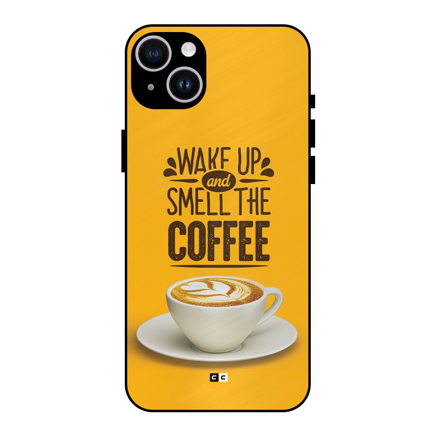 Wake Up Coffee Metal Back Case for iPhone 14 Plus
