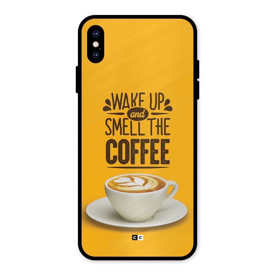 Wake Up Coffee Metal Back Case for iPhone XS Max