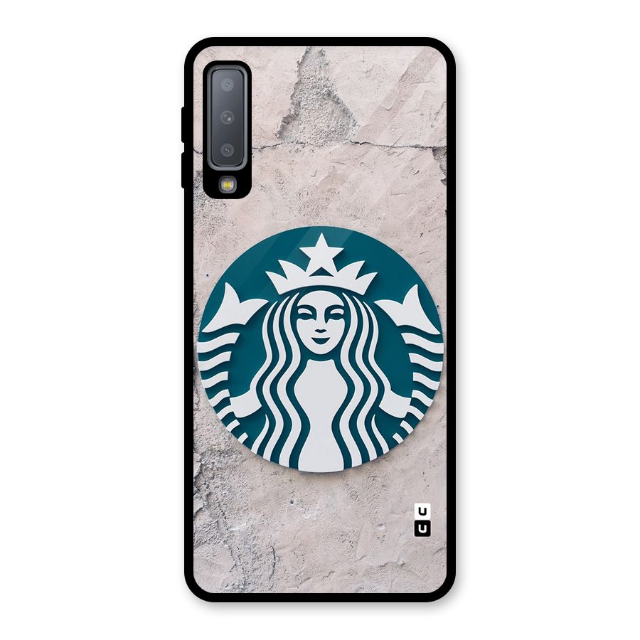 Wall StarBucks Glass Back Case for Galaxy A7 (2018)