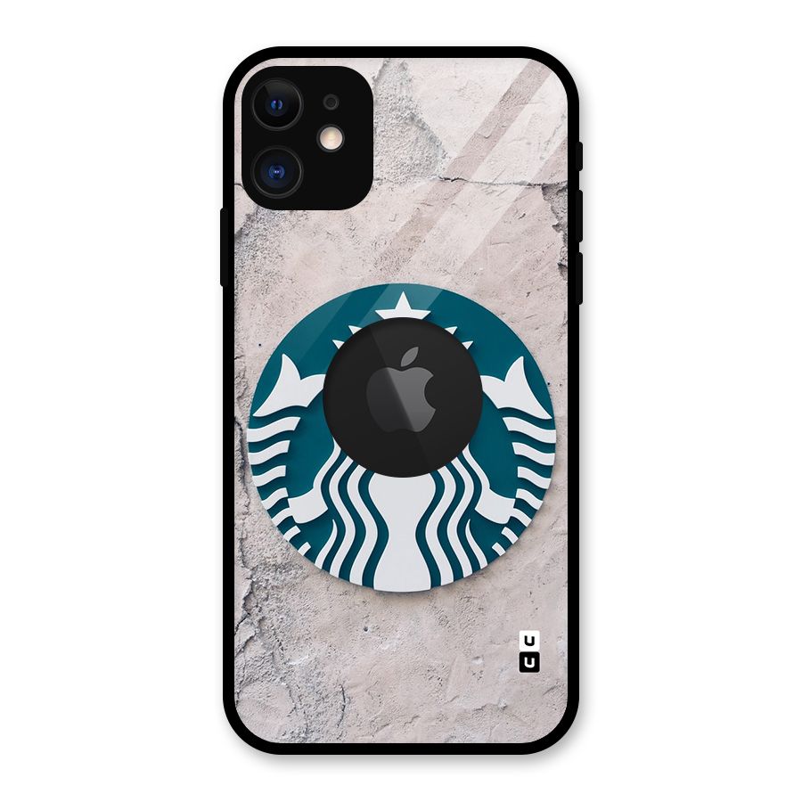 Wall StarBucks Glass Back Case for iPhone 11 Logo Cut
