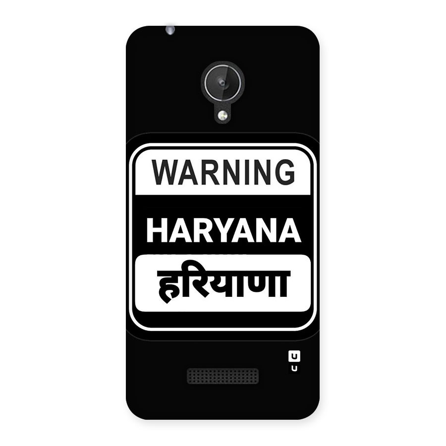 Warning Haryana Back Case for Canvas Spark Q380