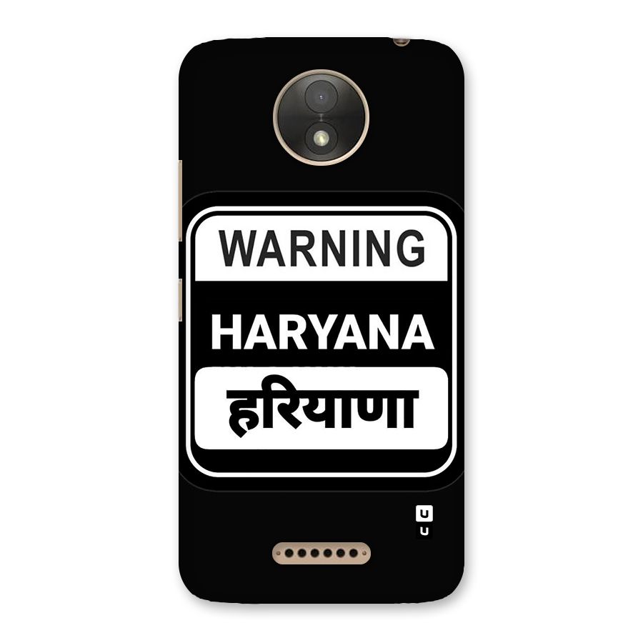 Warning Haryana Back Case for Moto C Plus