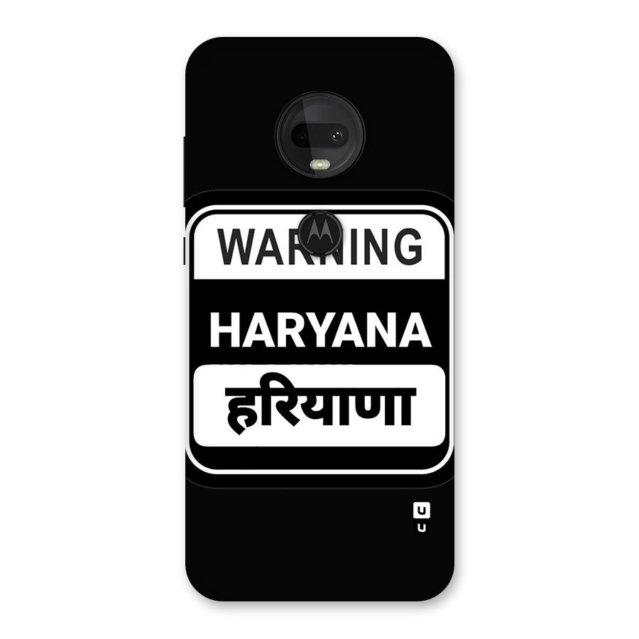 Warning Haryana Back Case for Moto G7