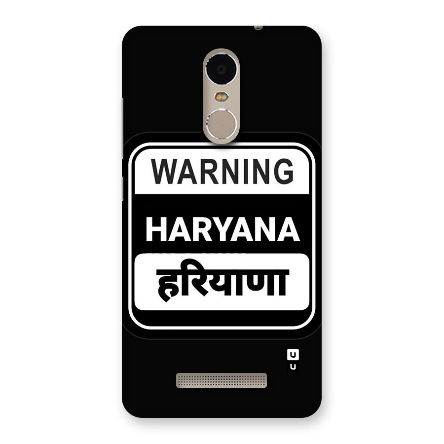 Warning Haryana Back Case for Redmi Note 3