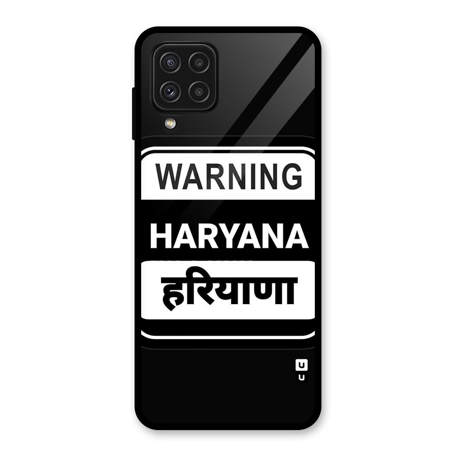 Warning Haryana Glass Back Case for Galaxy A22 4G