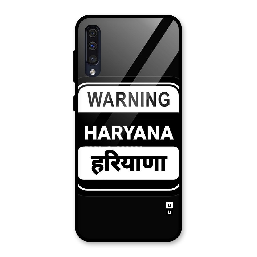 Warning Haryana Glass Back Case for Galaxy A30s