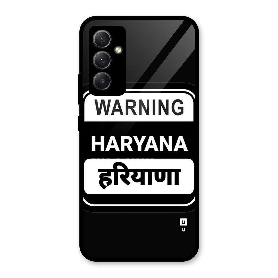 Warning Haryana Glass Back Case for Galaxy A34