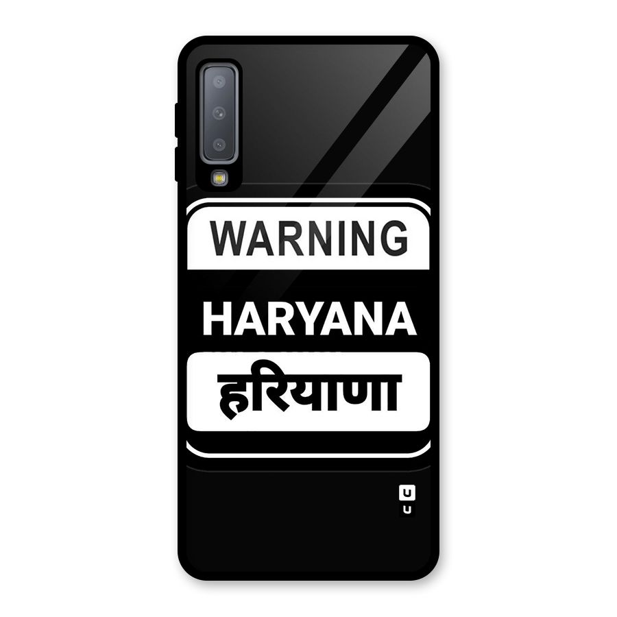 Warning Haryana Glass Back Case for Galaxy A7 (2018)