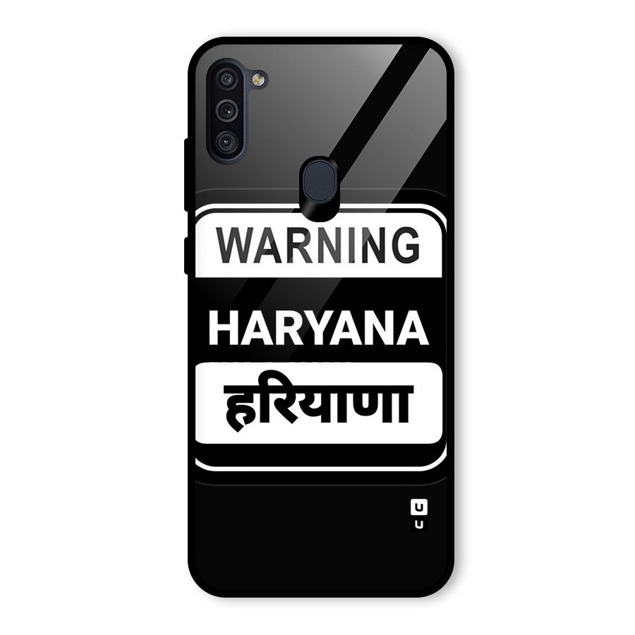 Warning Haryana Glass Back Case for Galaxy M11