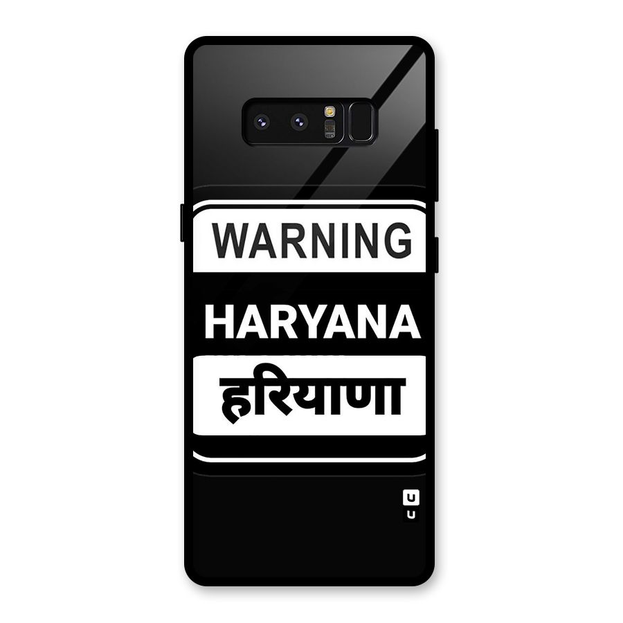 Warning Haryana Glass Back Case for Galaxy Note 8