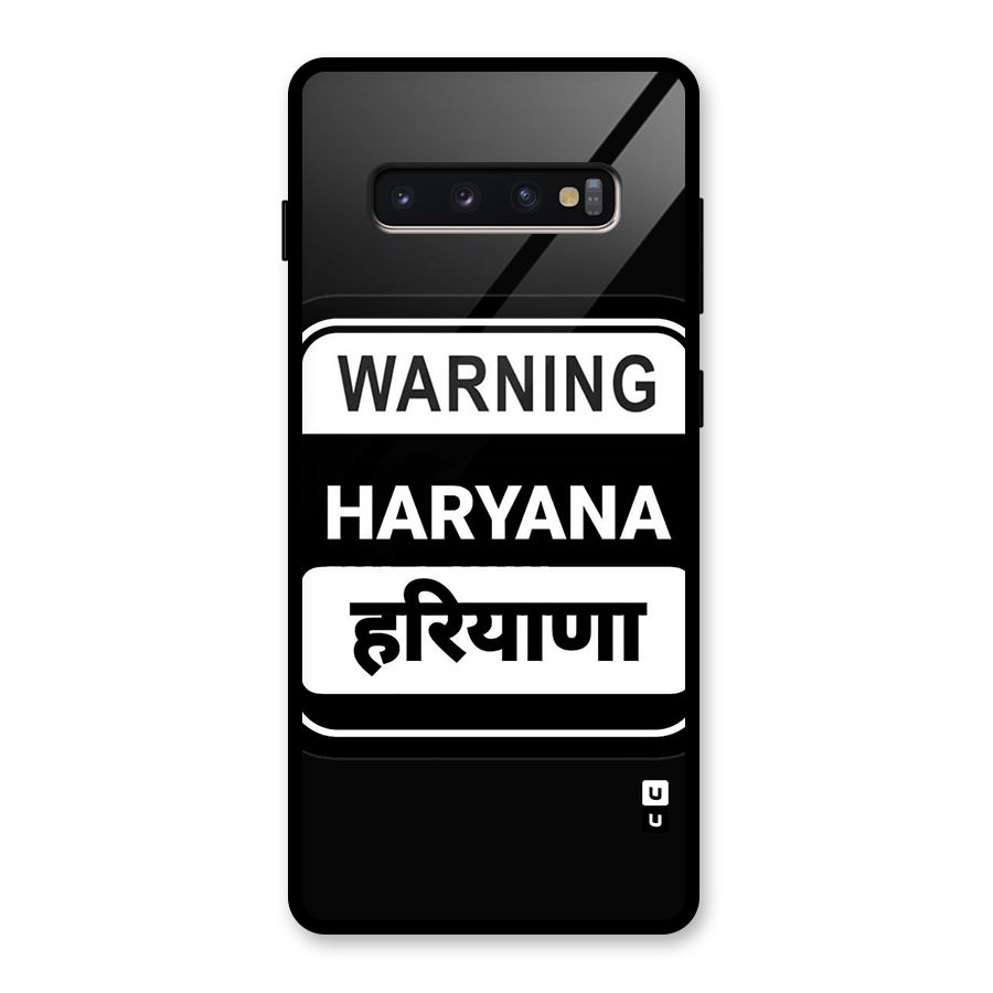 Warning Haryana Glass Back Case for Galaxy S10 Plus