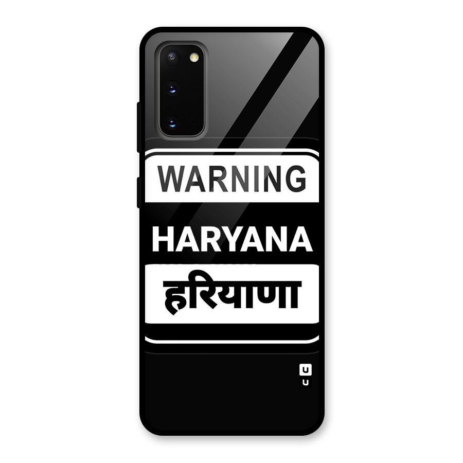 Warning Haryana Glass Back Case for Galaxy S20