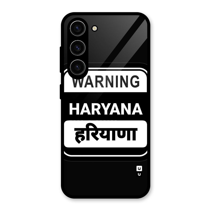 Warning Haryana Glass Back Case for Galaxy S23