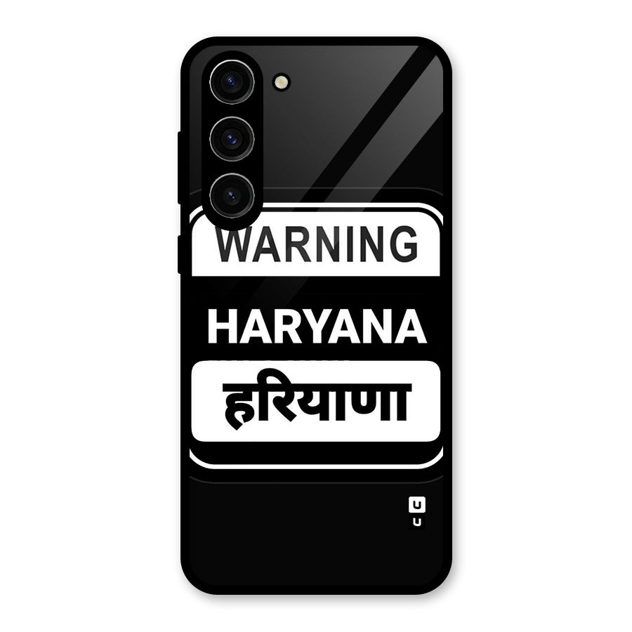 Warning Haryana Glass Back Case for Galaxy S23 Plus