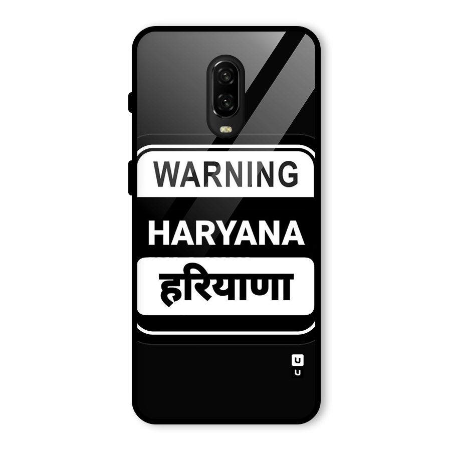Warning Haryana Glass Back Case for OnePlus 6T