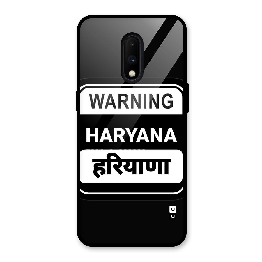 Warning Haryana Glass Back Case for OnePlus 7