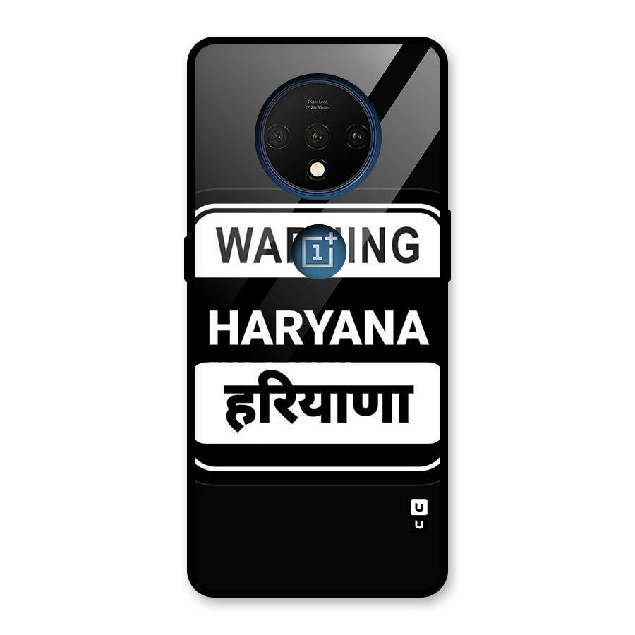 Warning Haryana Glass Back Case for OnePlus 7T