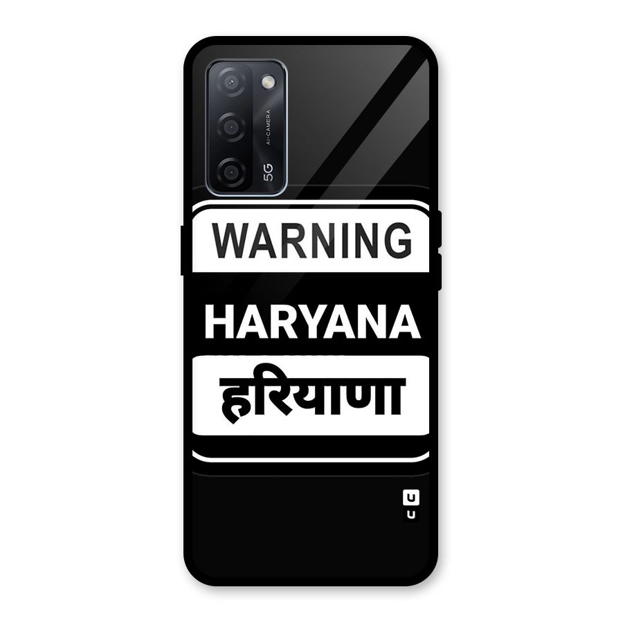 Warning Haryana Glass Back Case for Oppo A53s 5G