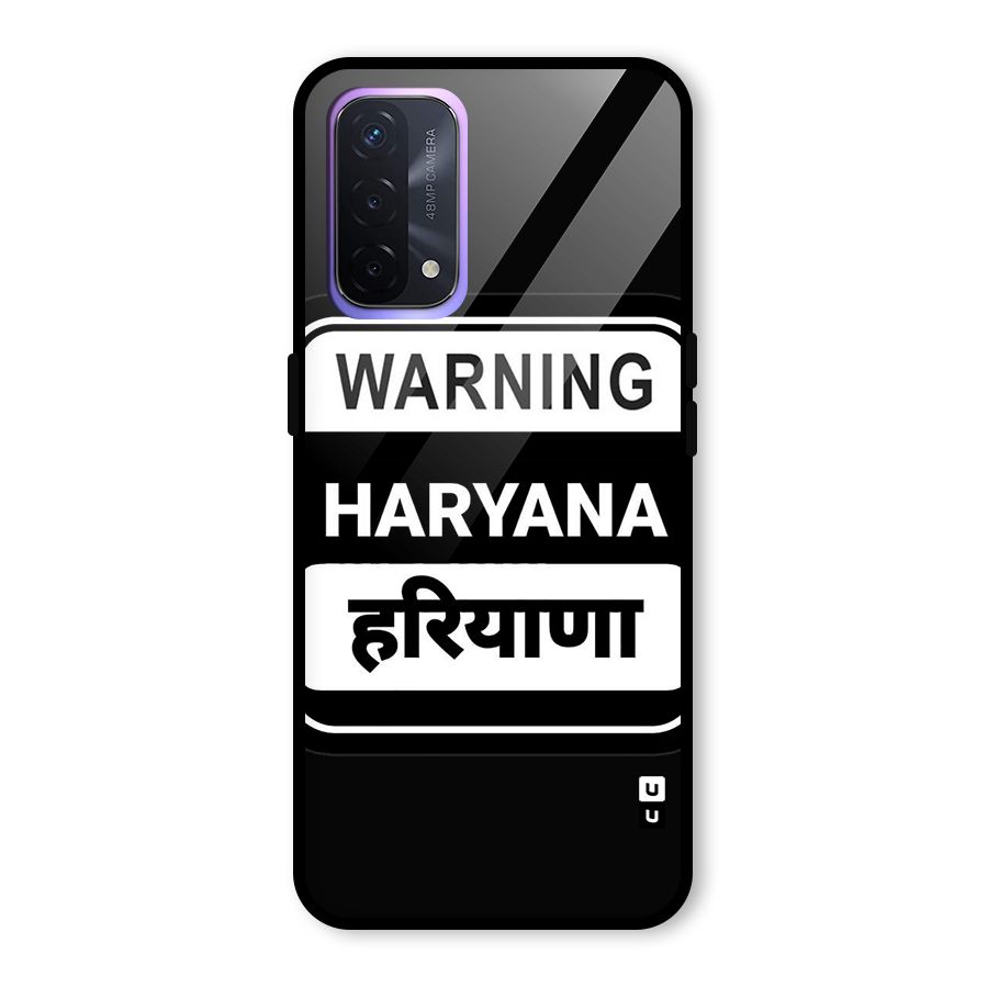 Warning Haryana Glass Back Case for Oppo A74 5G