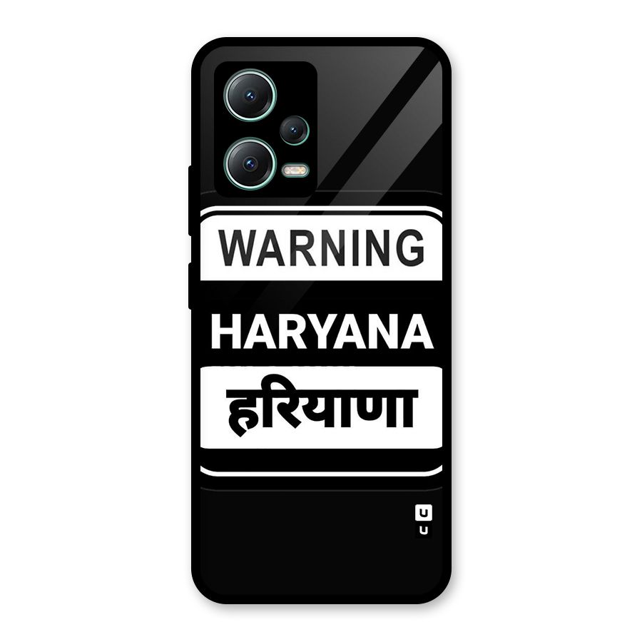 Warning Haryana Glass Back Case for Poco X5