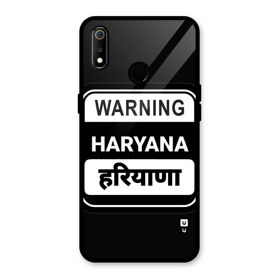 Warning Haryana Glass Back Case for Realme 3