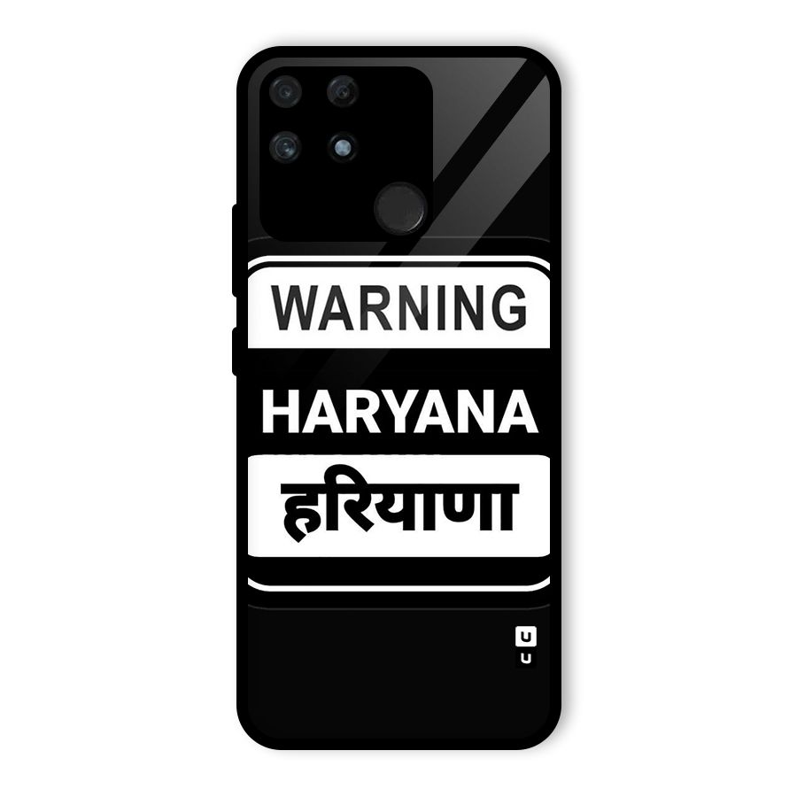 Warning Haryana Glass Back Case for Realme Narzo 50A
