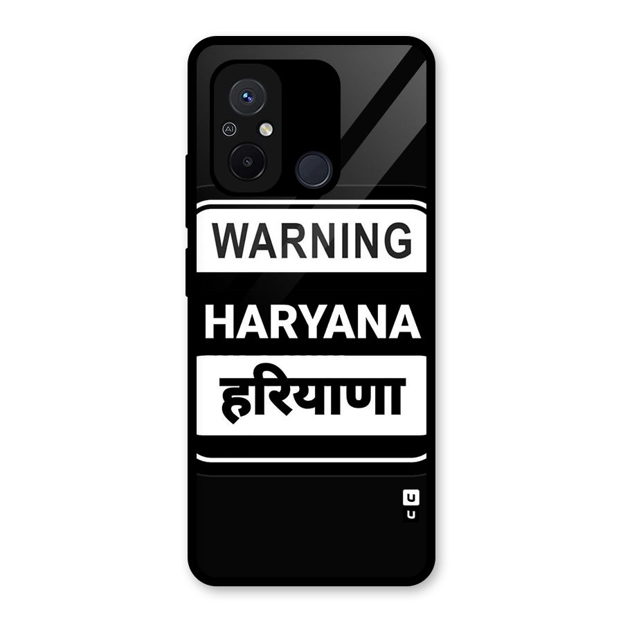 Warning Haryana Glass Back Case for Redmi 12C