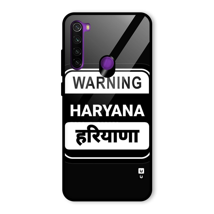 Warning Haryana Glass Back Case for Redmi Note 8