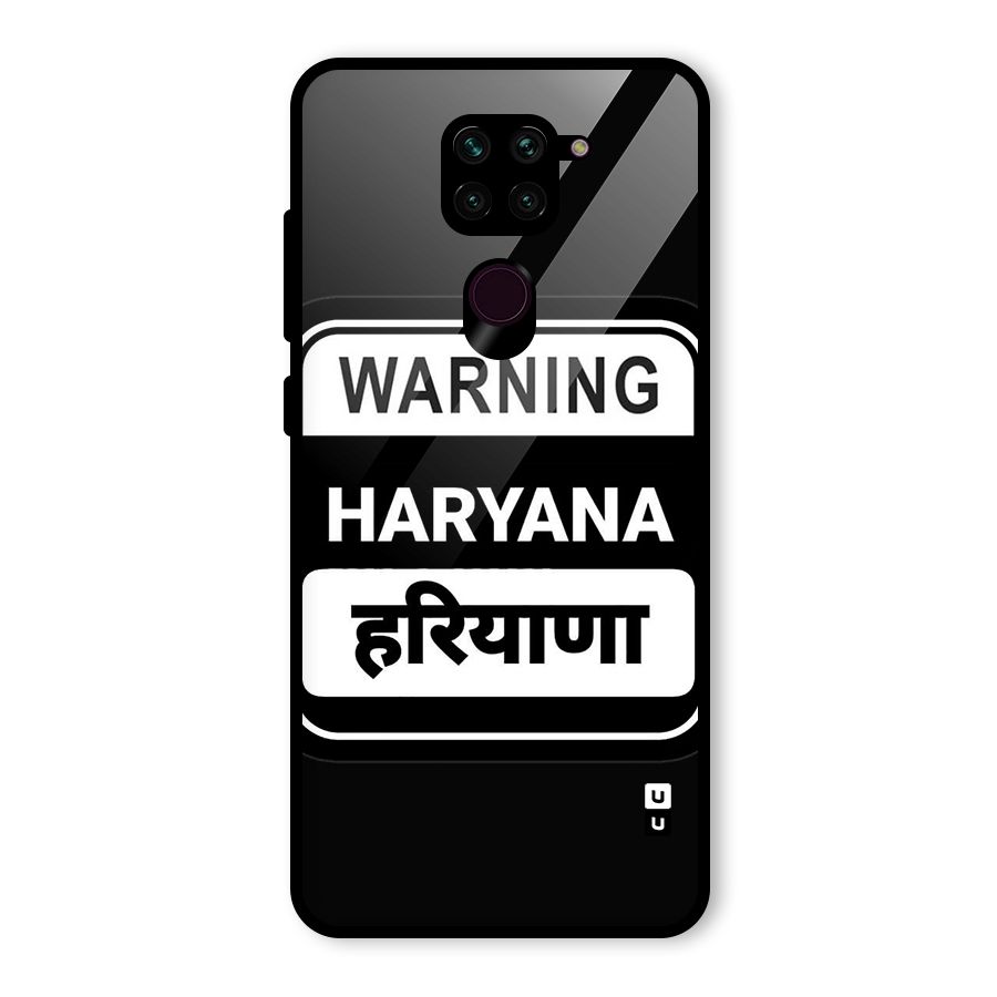 Warning Haryana Glass Back Case for Redmi Note 9