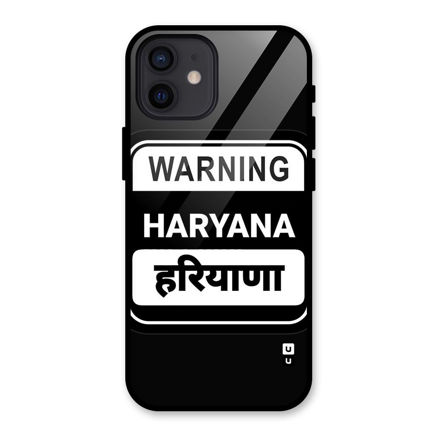 Warning Haryana Glass Back Case for iPhone 12