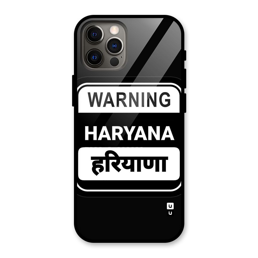 Warning Haryana Glass Back Case for iPhone 12 Pro