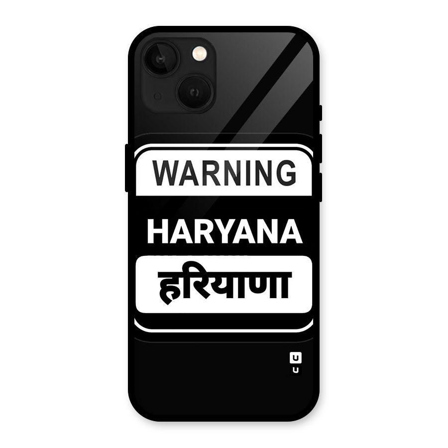 Warning Haryana Glass Back Case for iPhone 13