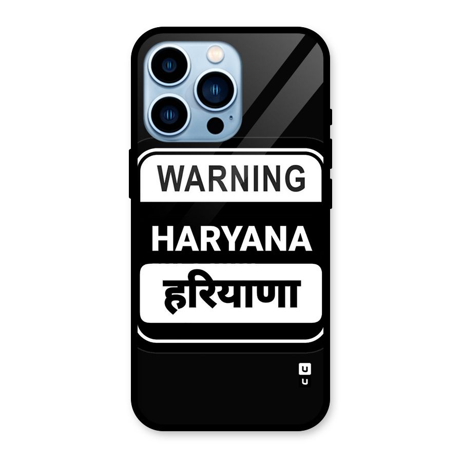 Warning Haryana Glass Back Case for iPhone 13 Pro