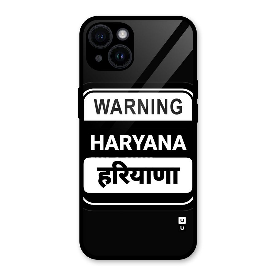 Warning Haryana Glass Back Case for iPhone 14