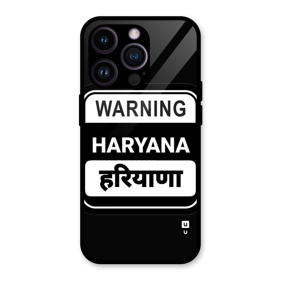 Warning Haryana Glass Back Case for iPhone 14 Pro