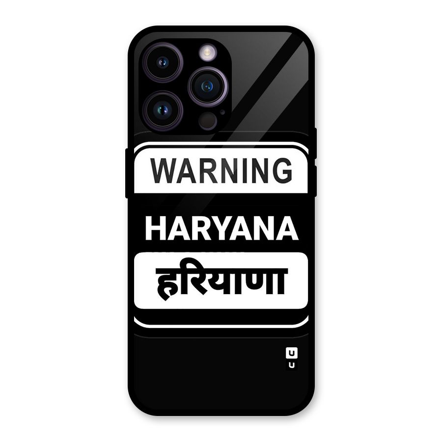 Warning Haryana Glass Back Case for iPhone 14 Pro Max