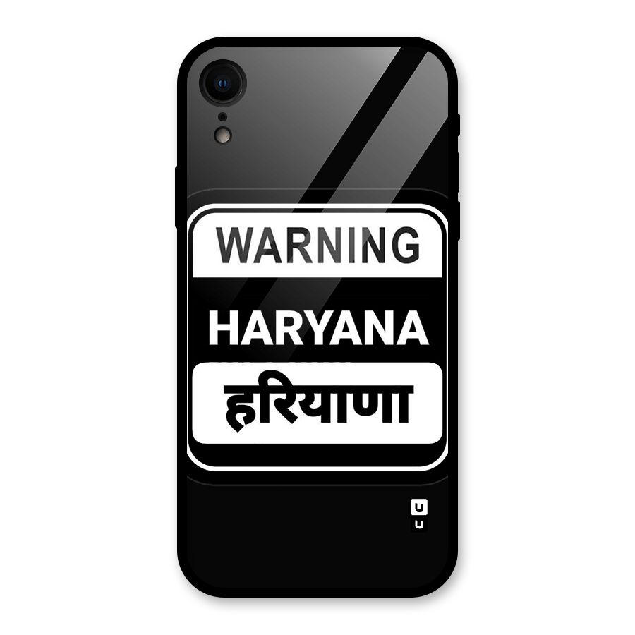 Warning Haryana Glass Back Case for iPhone XR