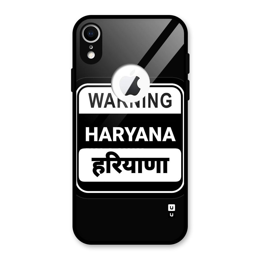 Warning Haryana Glass Back Case for iPhone XR Logo Cut