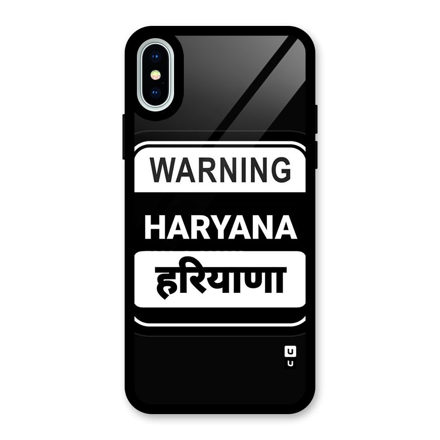 Warning Haryana Glass Back Case for iPhone XS