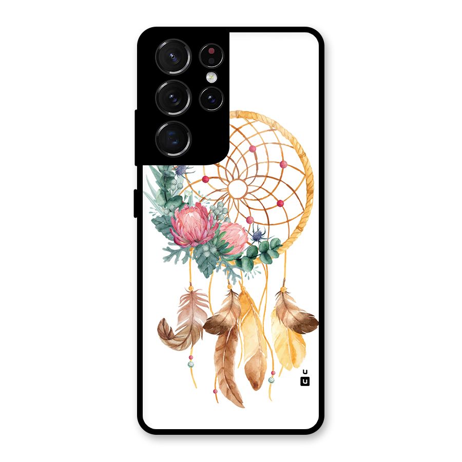 Watercolor Dreamcatcher Glass Back Case for Galaxy S21 Ultra 5G