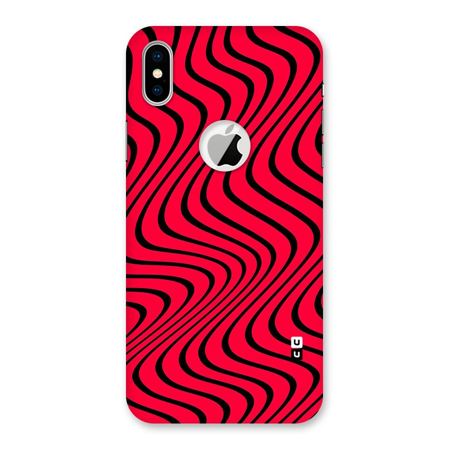Waves Pattern Print Back Case for iPhone X Logo Cut