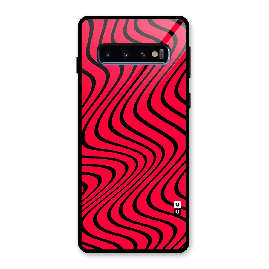 Waves Pattern Print Glass Back Case for Galaxy S10