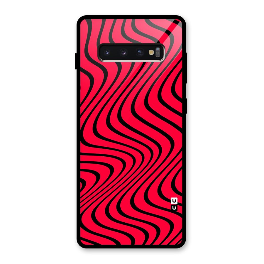 Waves Pattern Print Glass Back Case for Galaxy S10 Plus