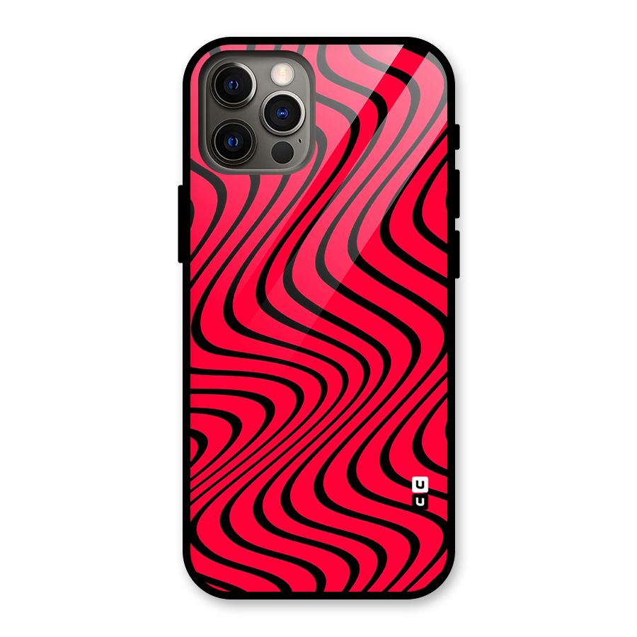 Waves Pattern Print Glass Back Case for iPhone 12 Pro