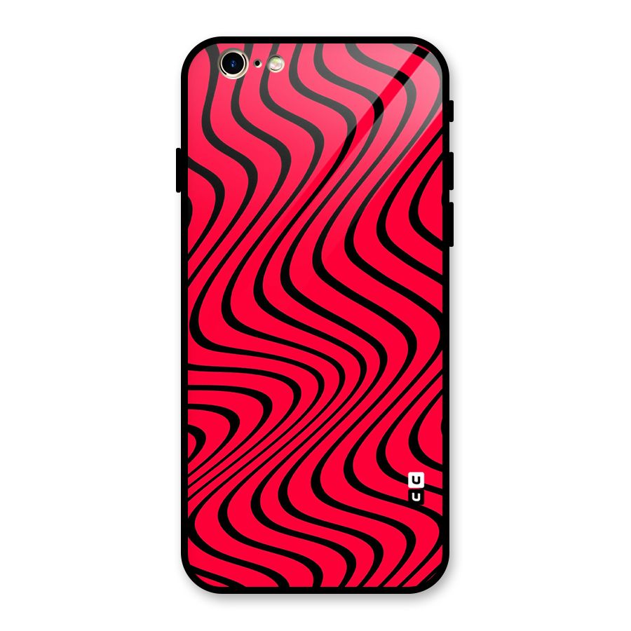 Waves Pattern Print Glass Back Case for iPhone 6 6S